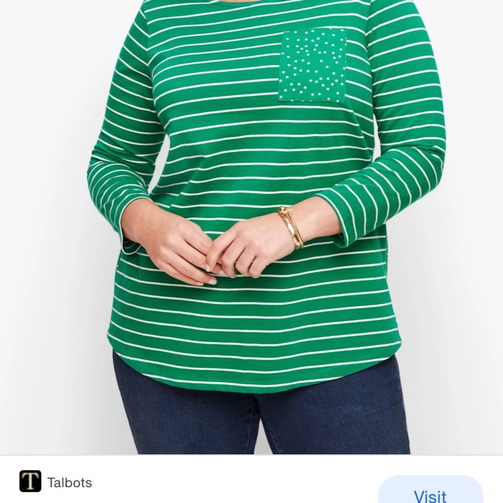 Talbots green stripe top